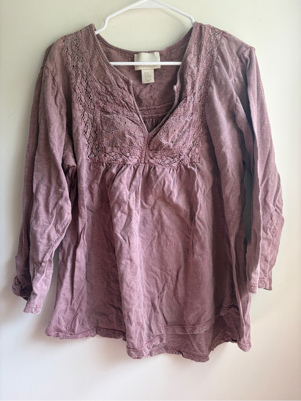 Cynthia Rowley Magenta Long Sleeve Eyelet Lace 100% Cotton Blouse Size 2X EUC
